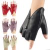 PU Leather Half Finger Gloves Anti-Slip Dance Performance Gloves Women Leather Gloves  Performance