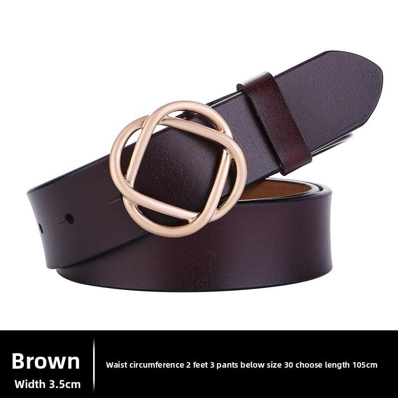 Leather Female Waist Belt With Smooth Snap Closure For Daily Outfits
