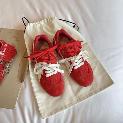 Rose Leather Women's New Retro Racing Car Inner Height-increasing Sports Casual Shoes