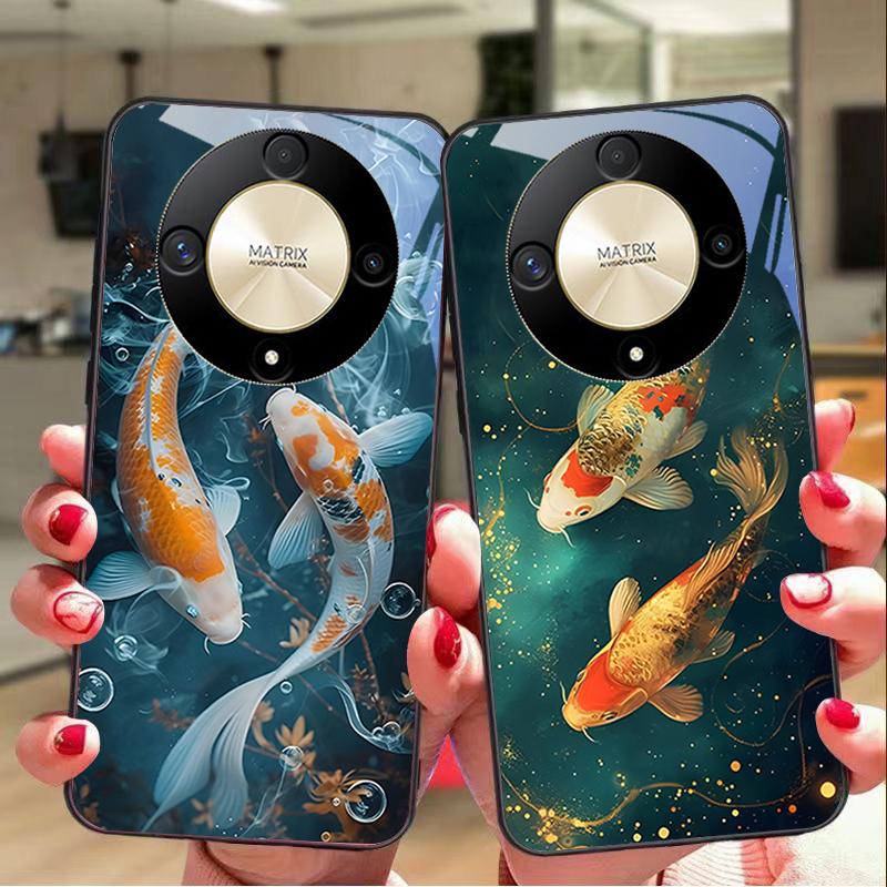Funda de Cristal Templado para Teléfono Chino Wind Fish Para Honor Magic 6 50 70 90 Lite X7b 200 Pro Nova 10 Nova 5T X6 P30 Pura 70 Ultra