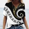 Summer Women T-Shirts 3d Fashion Print Gradient Harajuku T Shirt Oversized Tees For Ladies Clothing New Short Sleeve V-Neck Tops