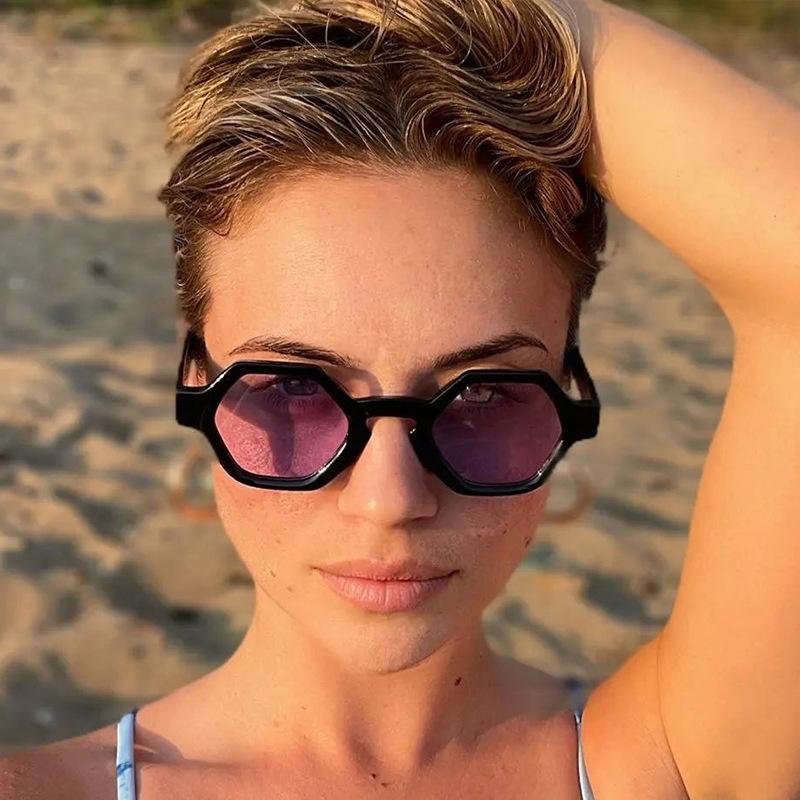 Attractive Glasses Women's Polygon Shape Sunglasses European American Stylish Sun Glasses Travelling Anti-Reflective Sunglass For Men