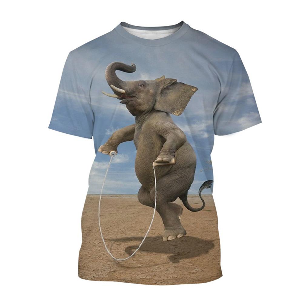 Summer Fashionable Fun Cute Animal Elephant 3D Printed Kids T-Shirt Outdoor Casual Boys Tees Top Girl Clothing