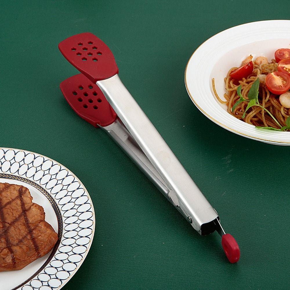 Silicone Head BBQ Grilling Tongs Anti-Scalding Cake Bread Tong Non-Stick Steak Tongs  Kitchen Use
