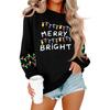 Women's Fashion Casual Long-sleeved Loose Christmas Printed Round Neck Pullover Hoodie Sweatshirt