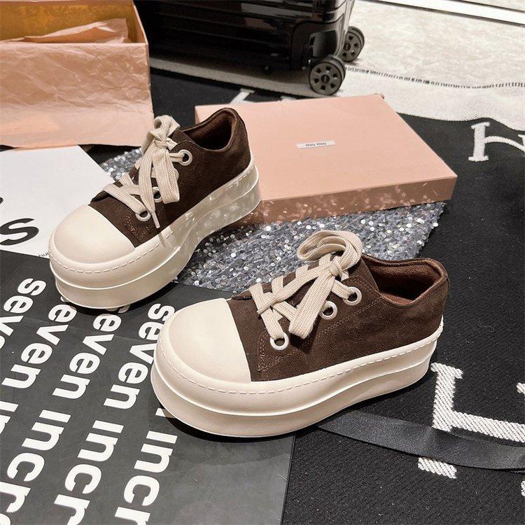 Soft leather version~ shell head casual shoes ugly cute big head bread shoes board shoes little white shoes small women's shoes Korean version ins