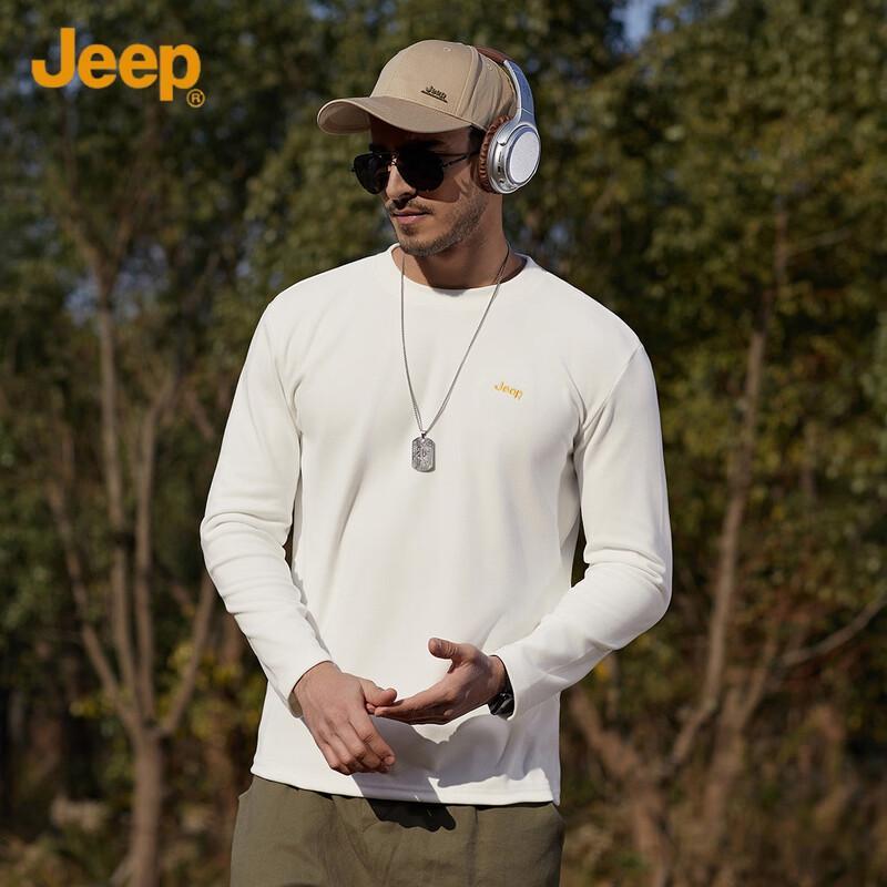 JEEP Men s Thermal Fleece Long-Sleeve Crew Neck T-Shirt M