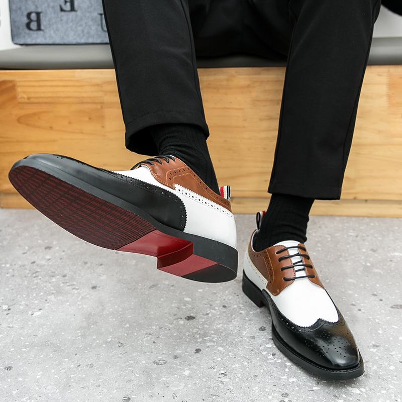 Luxury Men Classic Block Shoes Men Lace Up Business Comfortable Brand Leather Shoes Men Gentlemen Banquet Formal Shoes 38-46