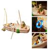 Aquarium Decoration Fishing Boats Ornament, Fishing Scene Fishtank Decors with Fisherman and Cats Detail for Fishtank Landscape Use