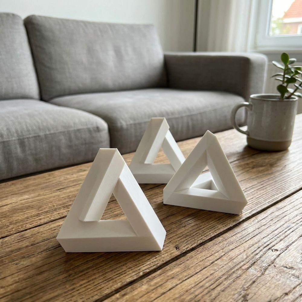 3D Printed Impossible Triangle Ornament Triangle Optical Paradox Craft Decor Study Desk