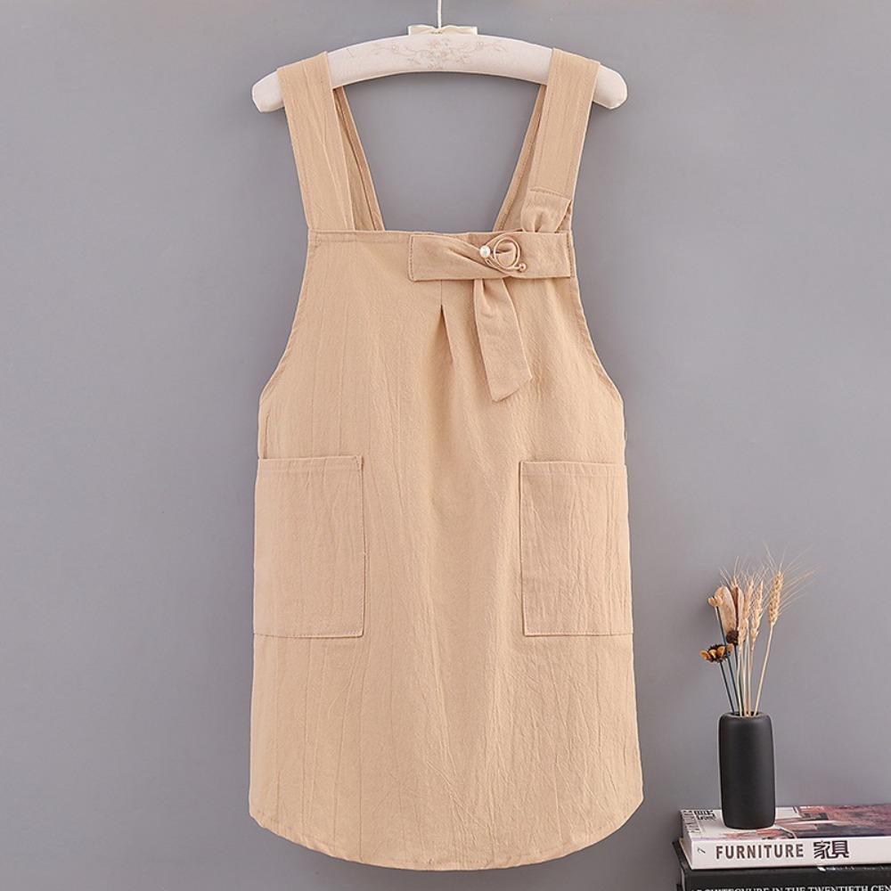 

Loose Home Cooking Apron Cotton Korean Work Clothes Practical Kitchen Apron Women сірий