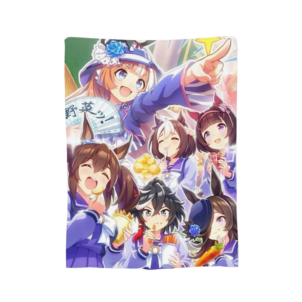 Uma Musume Pretty Derby Blanket Fleece Textile Decor Animals Anime Portable Ultra-Soft Throw Blankets for Sofa Bedroom Quilt