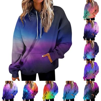Women's Fashion Daily Versatile Casual Crewneck Sweatshirts Graphic Daily Long Sleeve Gradient Patchwork Printed Top Sweatshirts