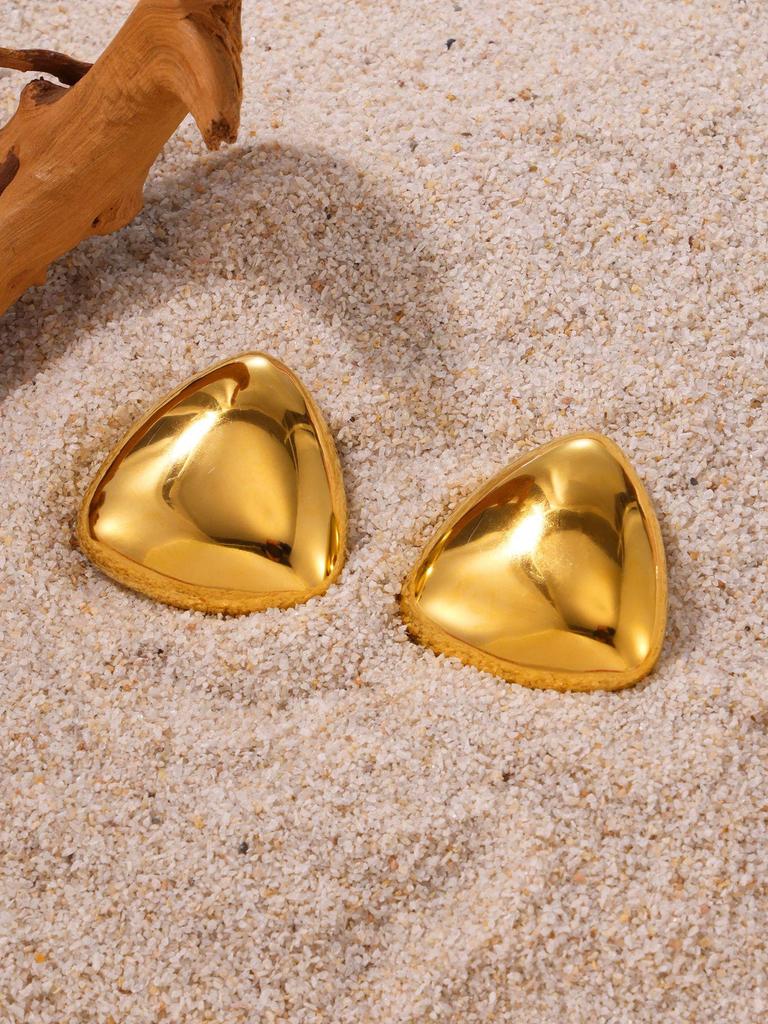 Qiong Yao Stainless Steel 18K Gold Electroplated Irregular Geometric 3D Stud Earrings