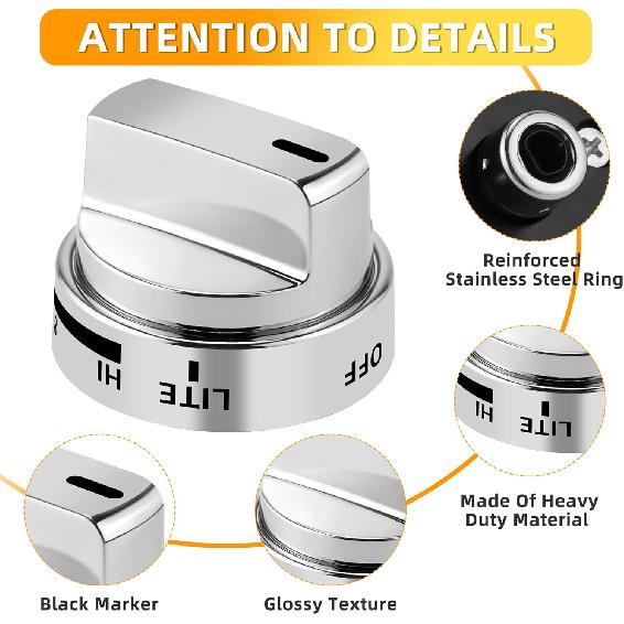AMI PARTS (5 Pack) AEZ73453509 Oven Range Stove Knobs Fit for LG Stove Knob LRG3095ST LRG3091ST LDG3036ST LRG3194ST, Replaces 2347547 AEZ72909008