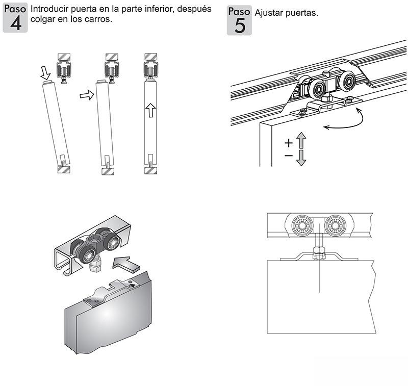 1 Set Solid Wood Sliding Door Track Pulley Kit with Easy - Install Buffer Hanging Wheels Full - Set Hardware for Home Use