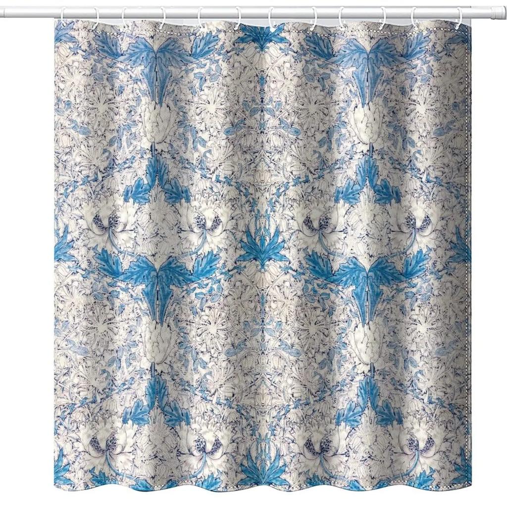 Vintage Garden Art Floral Shower Curtain, Heavy Weight Fabric, Washable Bath Curtains for Bathroom