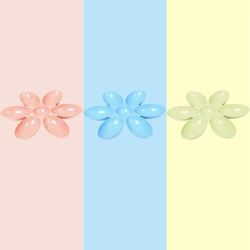 Creative Dining Utensils Petal Multi grid Bowl Plastic Suitable for Families with Multiple Pets to Prevent Pets from Snatching