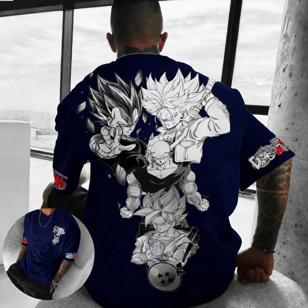 Dragon Ball Z Super Saiyan Group Graphic Dual-Sided Oversized T-Shirt Vintage Anime Harajuku Streetwear Unisex Casual T-shirt