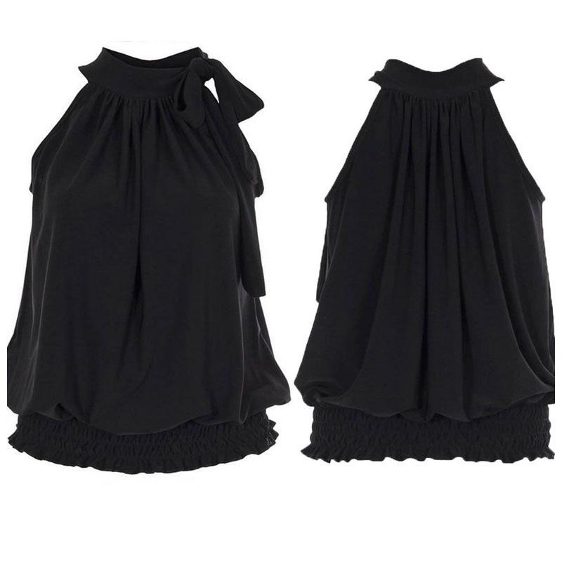 Elegant Women Sleeveless Lotus Chiffon Shirt Exuding Timeless Style For Office Wear