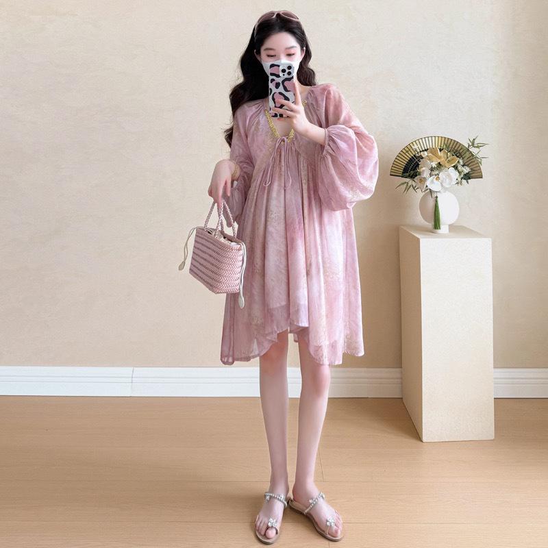 In-Stock Maternity Dress: 2026 Spring/Summer Trendy High-End Set for Moms M