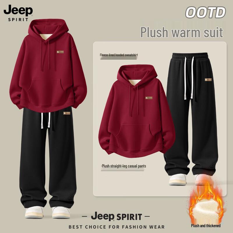 

JEEP SPIRIT Men s Winter Fleece Hooded Sweatshirt & Pants Set 3XL