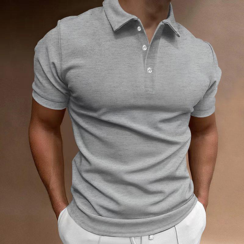 Summer Men's Polo Shirt Solid Color Short-sleeved Lapel T-shirt Casual Fit Top European and American Men's Clothing