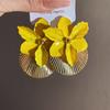 Shell Shape Orchid Flower Shell Earrings Oil Drip Ear Pendant Floral Ear Studs  Festival