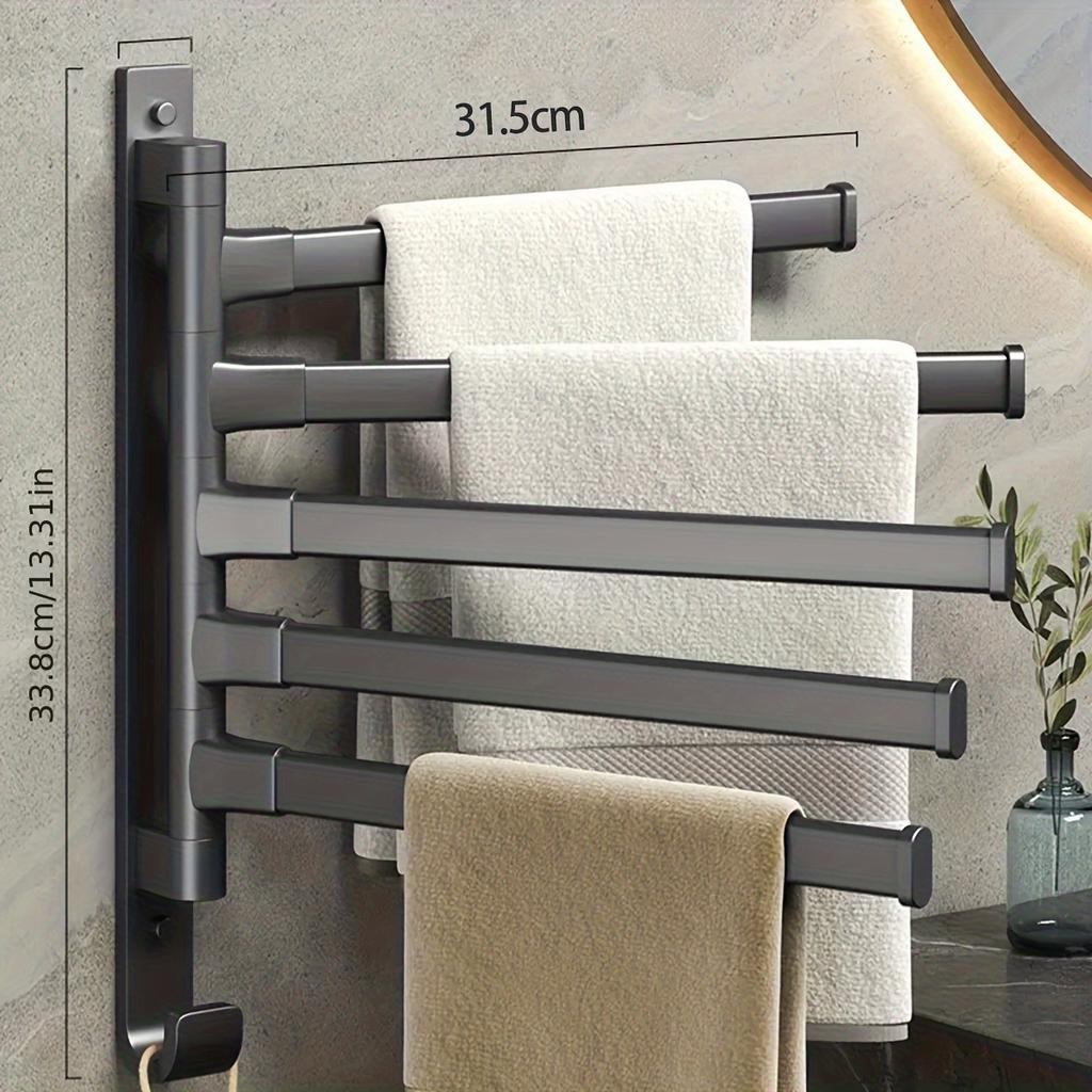1 buc Suport rotativ pentru prosoape din aluminiu, Suport pentru prosoape montat pe perete în colț, economisitor de spațiu, Bară metalică rotativă lină, Diverse stiluri disponibile pentru decorarea băii