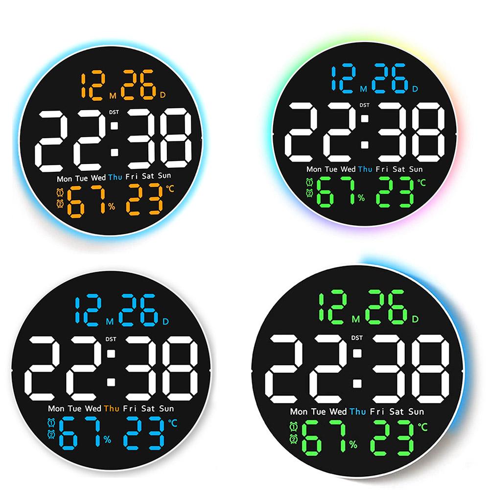 Led Clock Calendar Temperature Clock 25.5*25.5*3cm LED Wall Clock Memory Function Temperature Display Brightness Adjustment