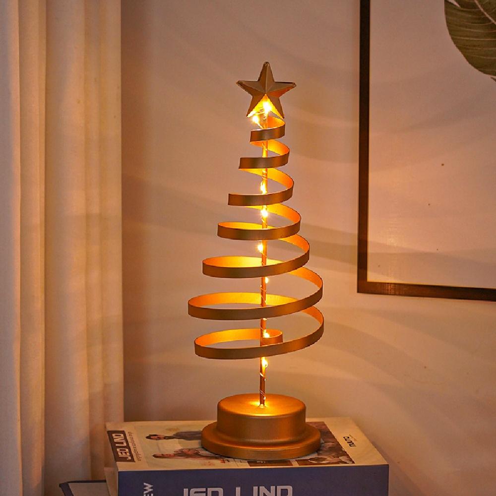 LED Christmas Tree Bedside Lamp,Decorative Iron Art Table Light For Cozy Bedroom&Festive Atmosphere,Battery-Powered Night Light