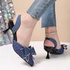 Water Dots Bow High Heels For Women Summer Elegant Pu Slip On Collection Shoe