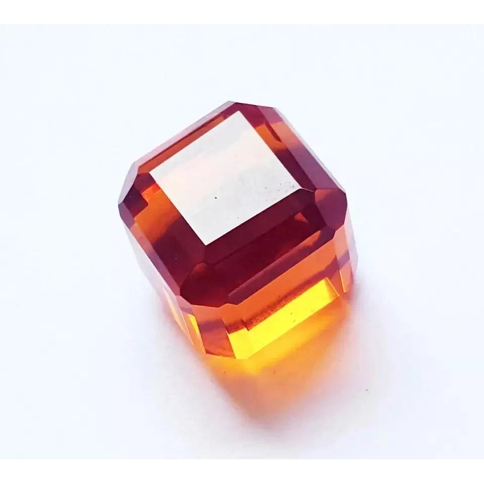Fabulous Brazilian Orange Topaz A+ Natural Cube Cut 94-96 Ct Certified Gemstone
