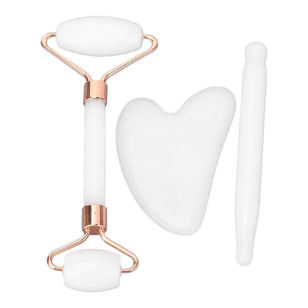 3pcs Gua Sha Facial Tools for Skin Care Reduce Puffiness Improve Circulation Jadestone Roller Set