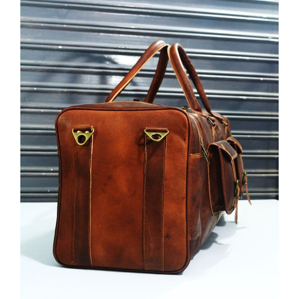 32" Zavazadlo Duffel Cestovní Velká Hnědá Pánská Taška Pravá Kozí Kůže