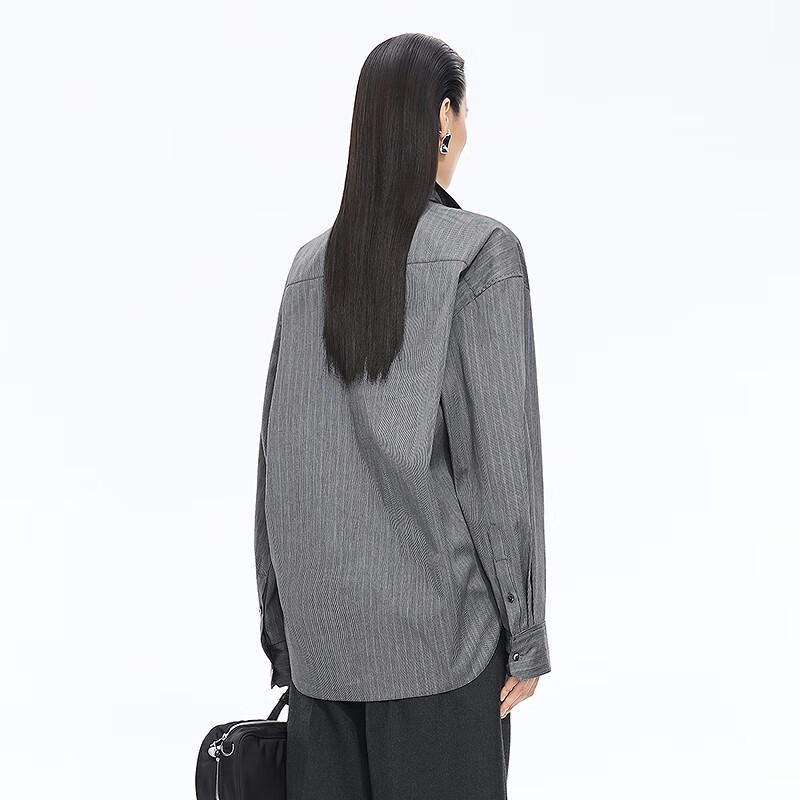 JNBY 2025 Autumn Deconstructed Cotton Striped Long Sleeve Shirt