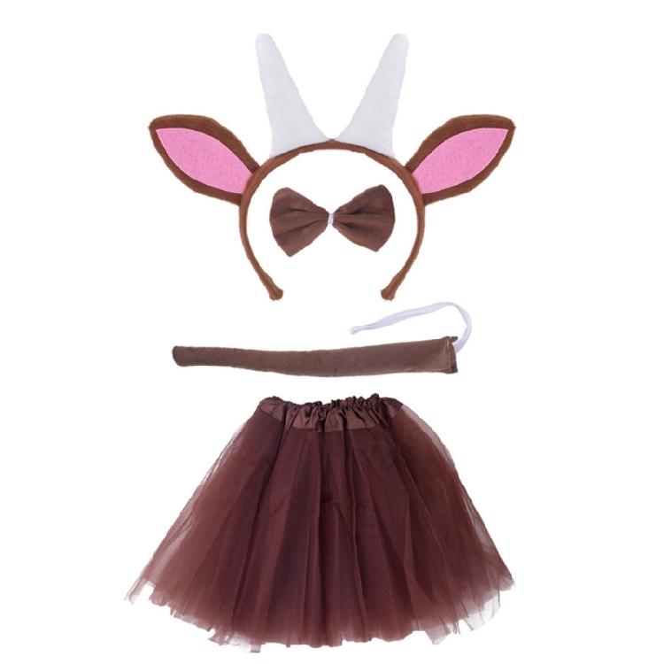 Halloween Cartoon Goat Shape Hair Hoop/Tail/Bowtie/Skirt Set for Woman Girls