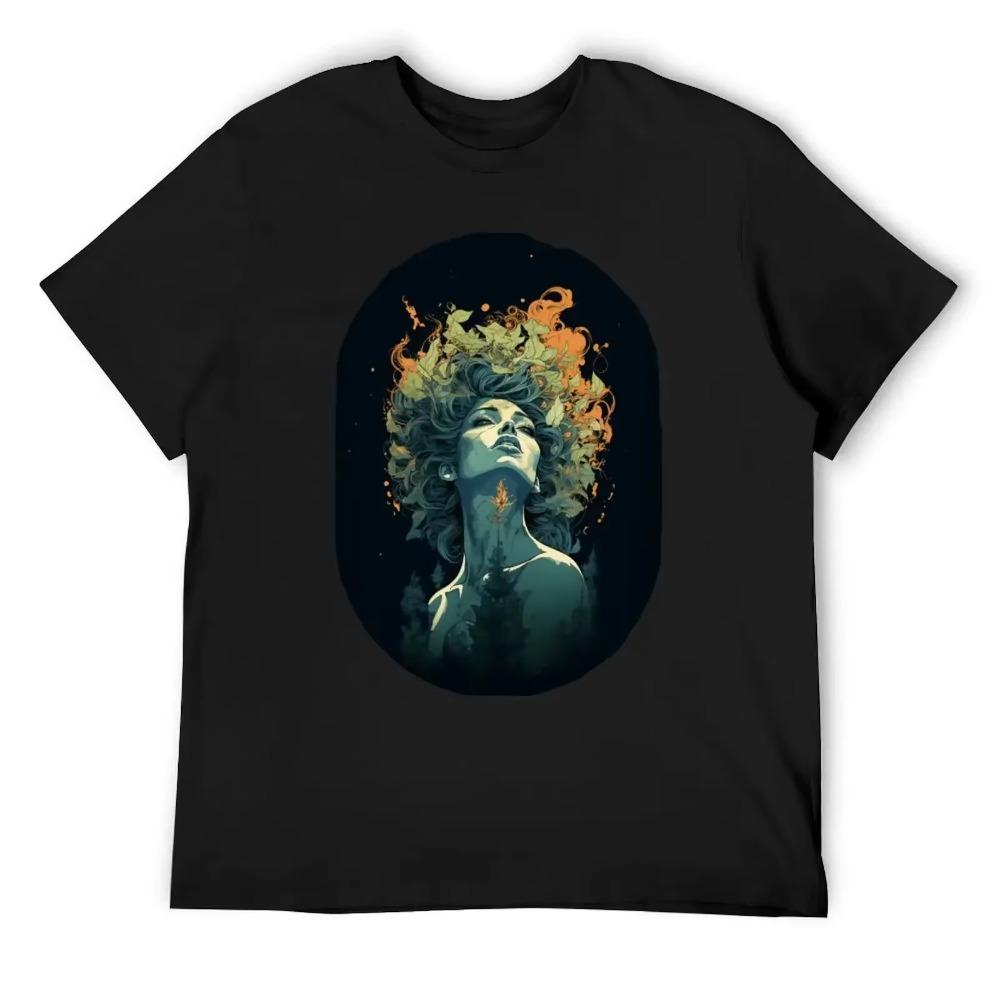 Crewneck Mother's Day Fiery Nature Men's T-shirt Movement Top Tee Vintage Funny Novelty Leisure Eur Size