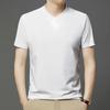 Men’s Summer 2025 V-neck Single-button Short Sleeve Breathable T-shirt
