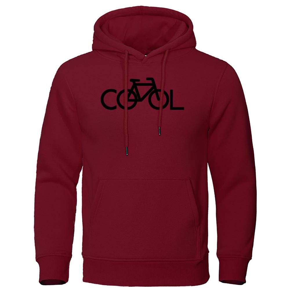 Cooler Schriftzug Fahrrad Einfaches Strichdesign Bedruckter Hoodie Herren Rundhals Lässiges Sweatshirt Herbst Locker Kapuzenfleece Warme Oberteile