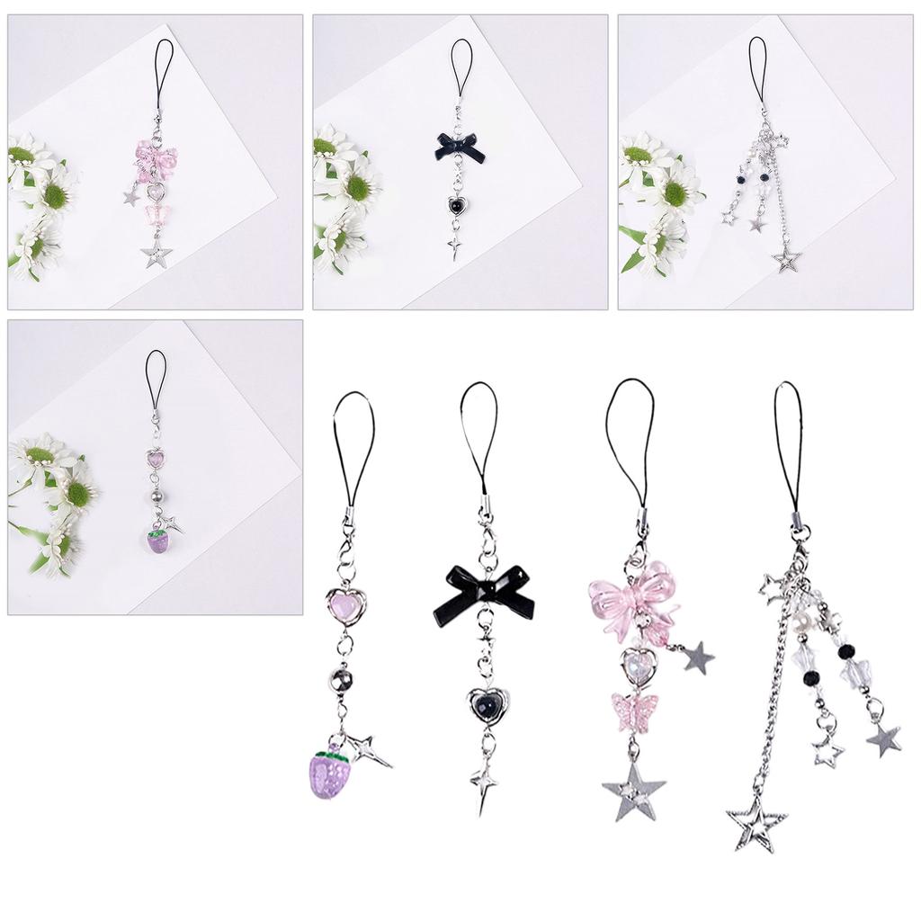 4 kusy Stylový přívěsek na telefon Cool řetízek na karty Sada přívěsků na telefon Sladký přívěsek na tašku Cool řetízek na telefon Vhodný na tašku Telefon