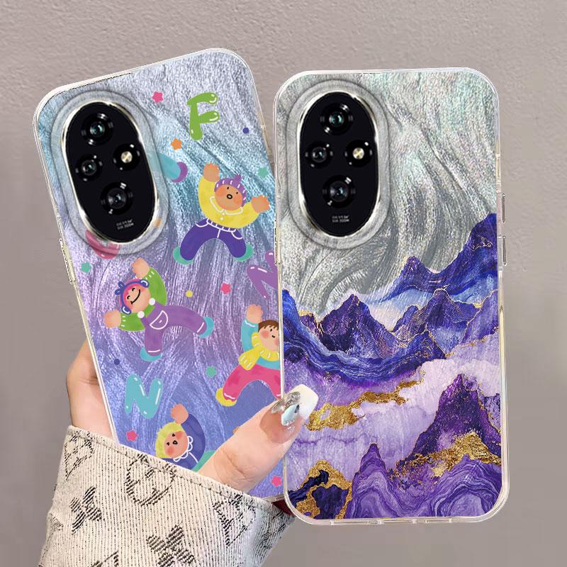 Case For Honor 400 Lite X9c X9a X8a 200 Pro 200 Lite 5G  Phone Cover Advanced Gradient Green Yellow Luxury Protective TPU Bumper