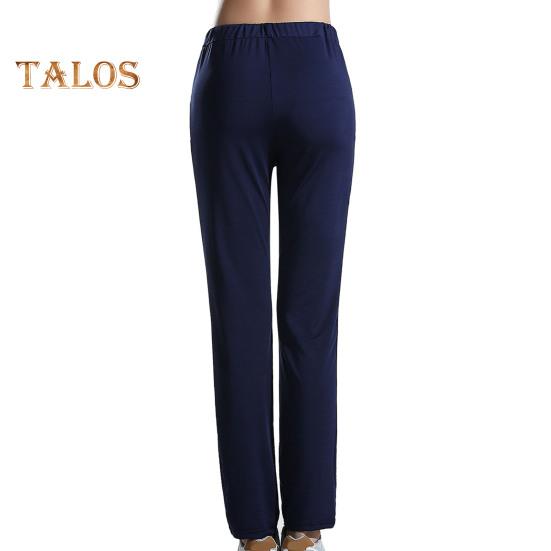 Women Yoga Pants with Pockets Adjustable Drawstring Stretch-Fitting Long Trousers Athletic Compression Leggings