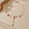 Country Style Lightweight Simulation Necklace Drip Oil Fruit Effect Stainless Steel Trendy Neck Chain Jewelry Gift