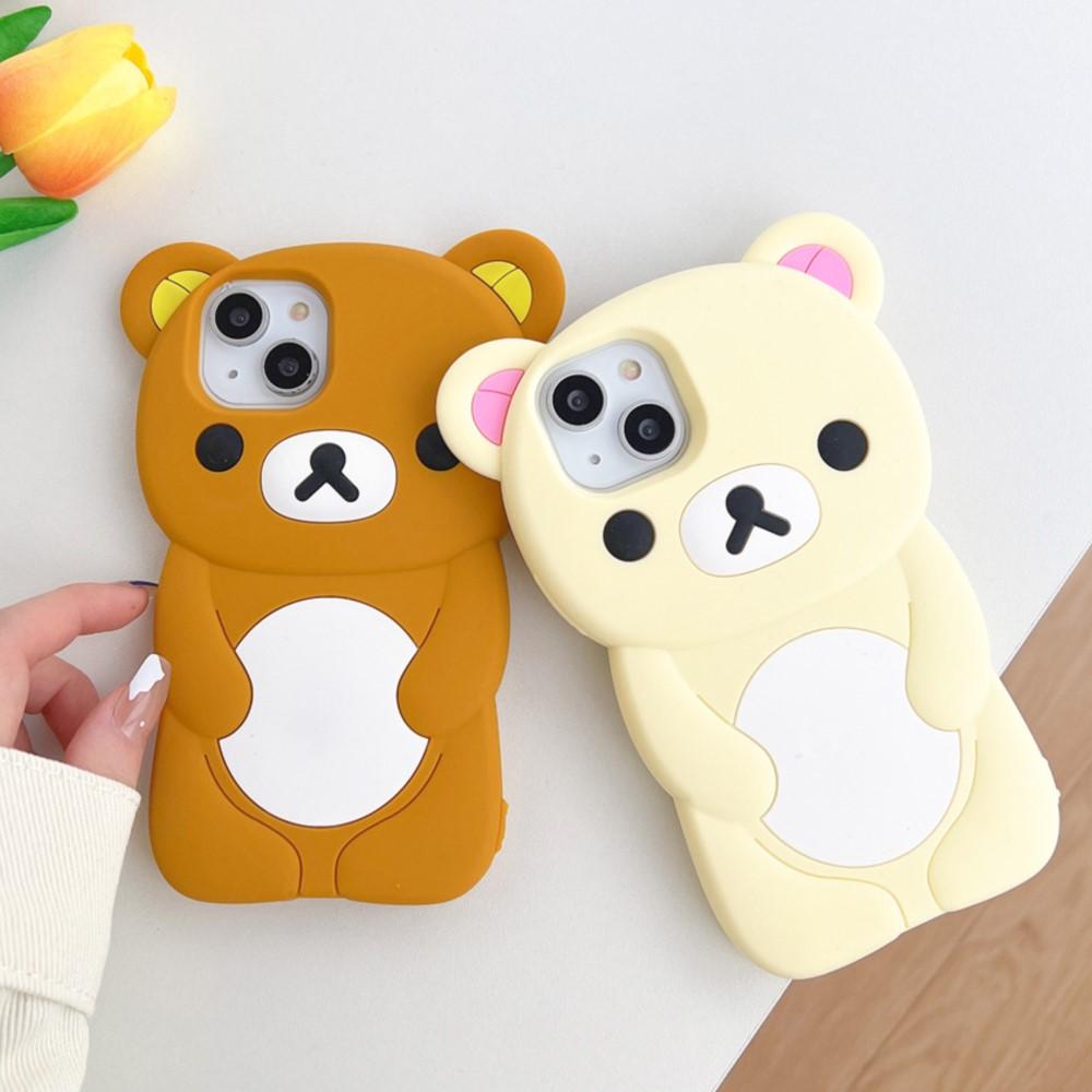 Niedliche Cartoon 3D Rilakkuma Handyhülle für iPhone 16 15 14 13 12 11 Pro X XS Max XR 6 7 8 Plus Weiche Silikonhülle