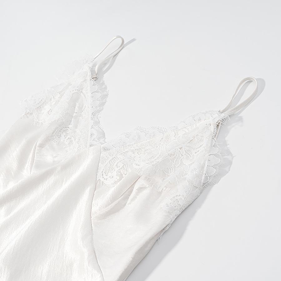 Women's Spring 2026 Elegant Satin Dress: Open Back Lace Patchwork