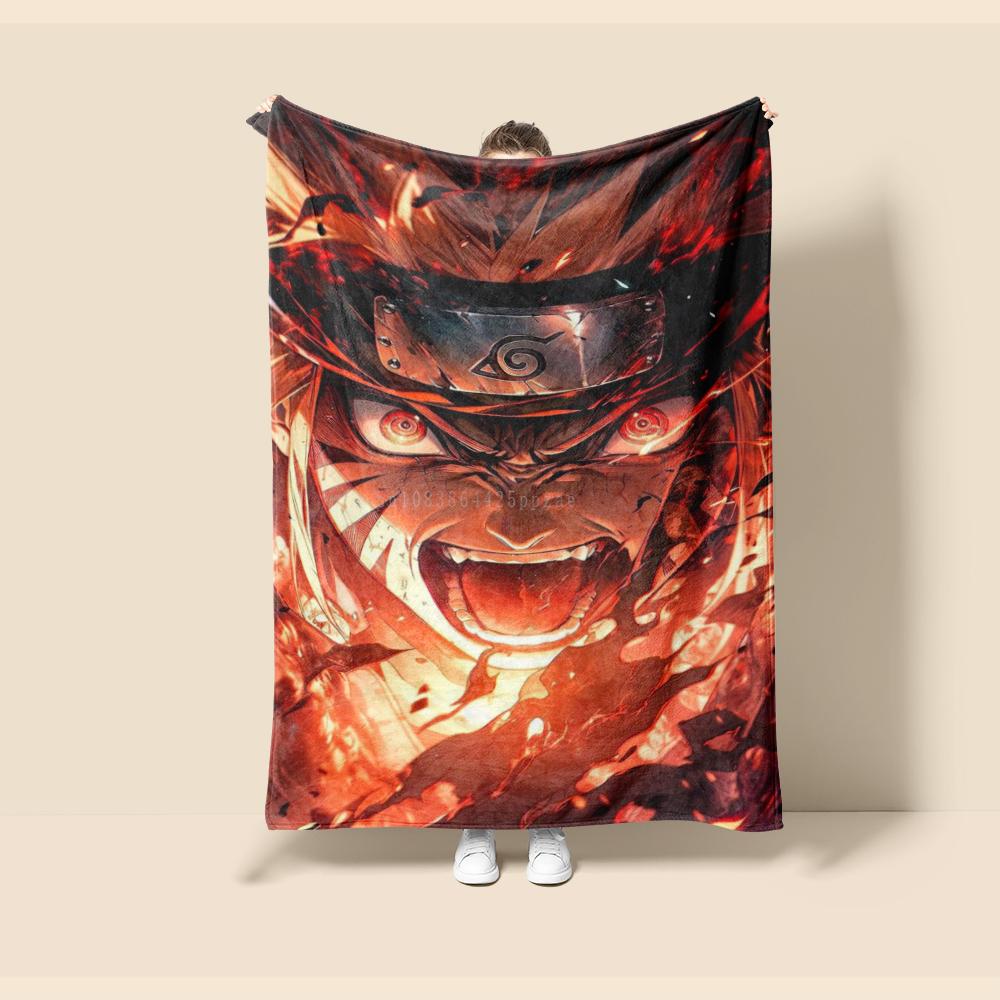Flannel Naruto Cartoon Seasonal  Blanket. Use for Sofa, Bed, Living Room, Travel Picnic, Thin Blanket Kids Gift