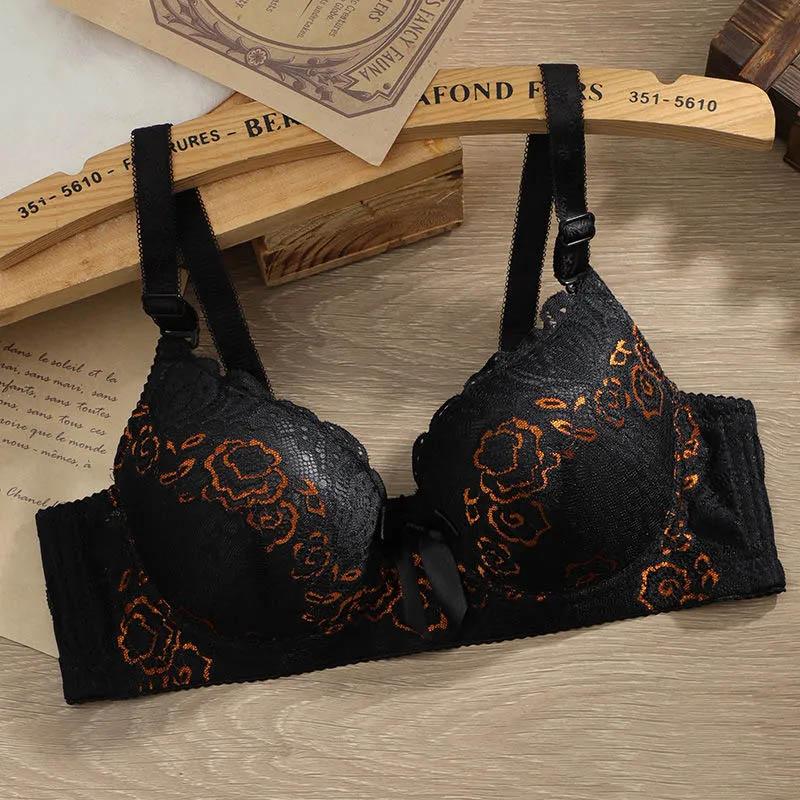 Ladies Lace Sexy Comfortable Push Up Bras with Steel Rings Thin Bras Anti-Sagging Adjustable Push Up Bras