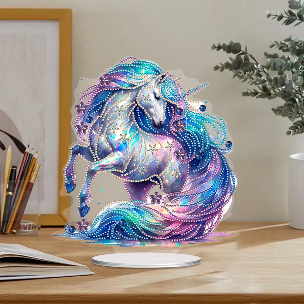 2D Flat Unicorn Print DIY Table Top Diamond Painting Ornament Kits Diamond Painting Desktop Decorations Bedroom Table Decoration