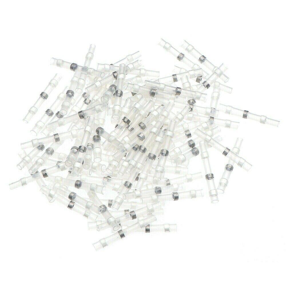 100PCS Solder Seal Wire Connectors Heat Shrink Solder Butt Connectors Kit Automotive Marine Insulated Solder Connector